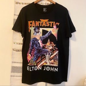 ELTON JOHN Vintage Retro Style Band Tee Captain L